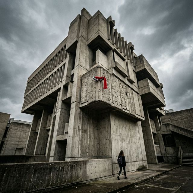 Edificio universitario in cemento brutalista
